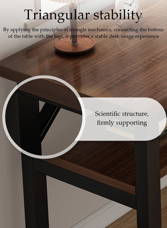 Spides Double Layer Office Table Multifunctional Standing Gaming Desk with Storage Rack Under the Table Ergonomic Design PC Desktop Computer Desk Study Writing Workstation Home Office Modern Simple Style Laptop Table for Bedroom Home Office Study - Image 4