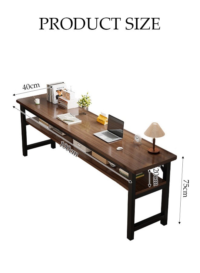 Spides Double Layer Office Table Multifunctional Standing Gaming Desk with Storage Rack Under the Table Ergonomic Design PC Desktop Computer Desk Study Writing Workstation Home Office Modern Simple Style Laptop Table for Bedroom Home Office Study - Image 2