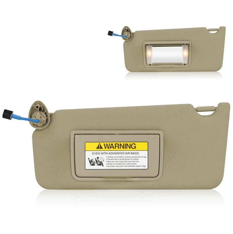 Left Driver side Sun Visor for Honda Accord 2008 2009 2010 2011 2012 Replace for 83280TA0A91ZB Beige Left side Sun Visor with Light