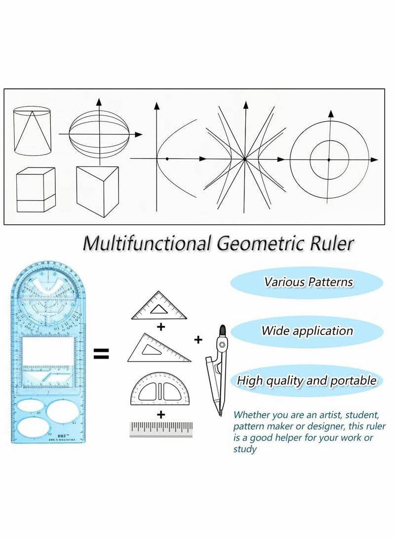 KASTWAVE Drawing Ruler Geometric Ruler Drawing Template Measuring Tool Plastic Draft Rulers for School Office Supplies for Studying - Image 2