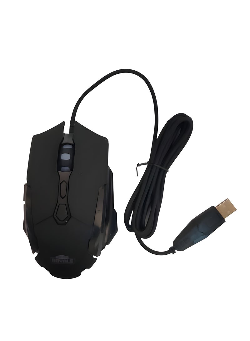 ROYALE Gaming Mouse Model BRM01, 5V 100mA Rating, RGB Lighting, Scroll Wheel, High Quality, DPI, Black  - Image 3