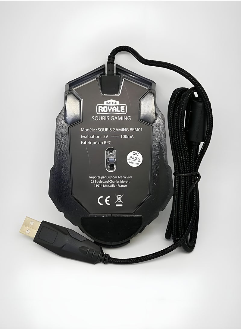 ROYALE Gaming Mouse Model BRM01, 5V 100mA Rating, RGB Lighting, Scroll Wheel, High Quality, DPI, Black  - Image 4