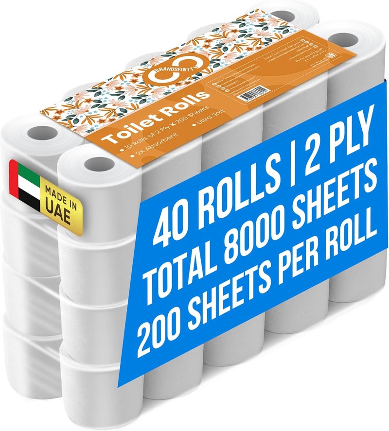 Brandsfinity 2 Ply Toilet Paper - 8000 Sheets, 40 Rolls - Image 1