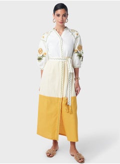 Threadz by Ajooni Cross Stitch Embroidered Sleeve Tier Dress  - Image 1