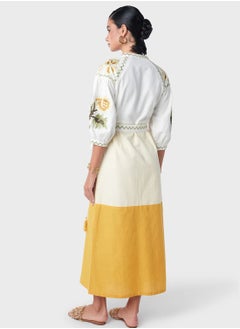 Threadz by Ajooni Cross Stitch Embroidered Sleeve Tier Dress  - Image 2