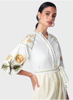 Threadz by Ajooni Cross Stitch Embroidered Sleeve Tier Dress  - Image 3
