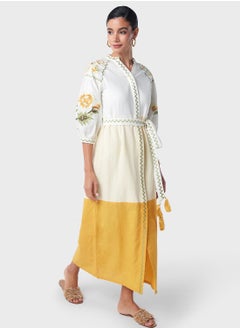Threadz by Ajooni Cross Stitch Embroidered Sleeve Tier Dress  - Image 4