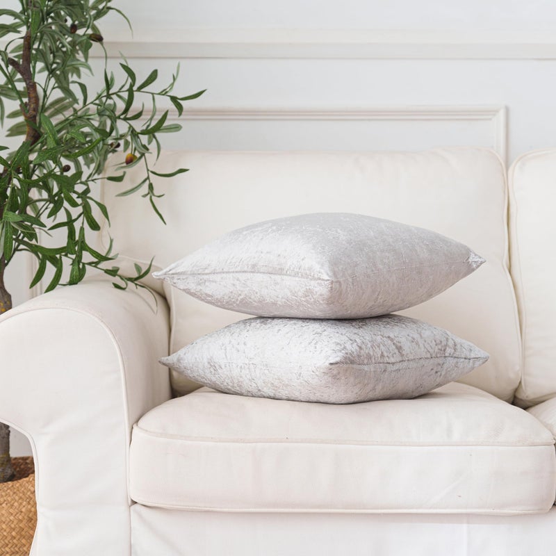 NiNi ALL Velvet Throw Pillow Covers Pack of 2 Silver Grey 18x18 Inch Decorative Luxurious Velour Pillow Cover Set of 2 Glossy Pillow case Cushion Cases for Couch Sofa Bed Outdoor - Image 3