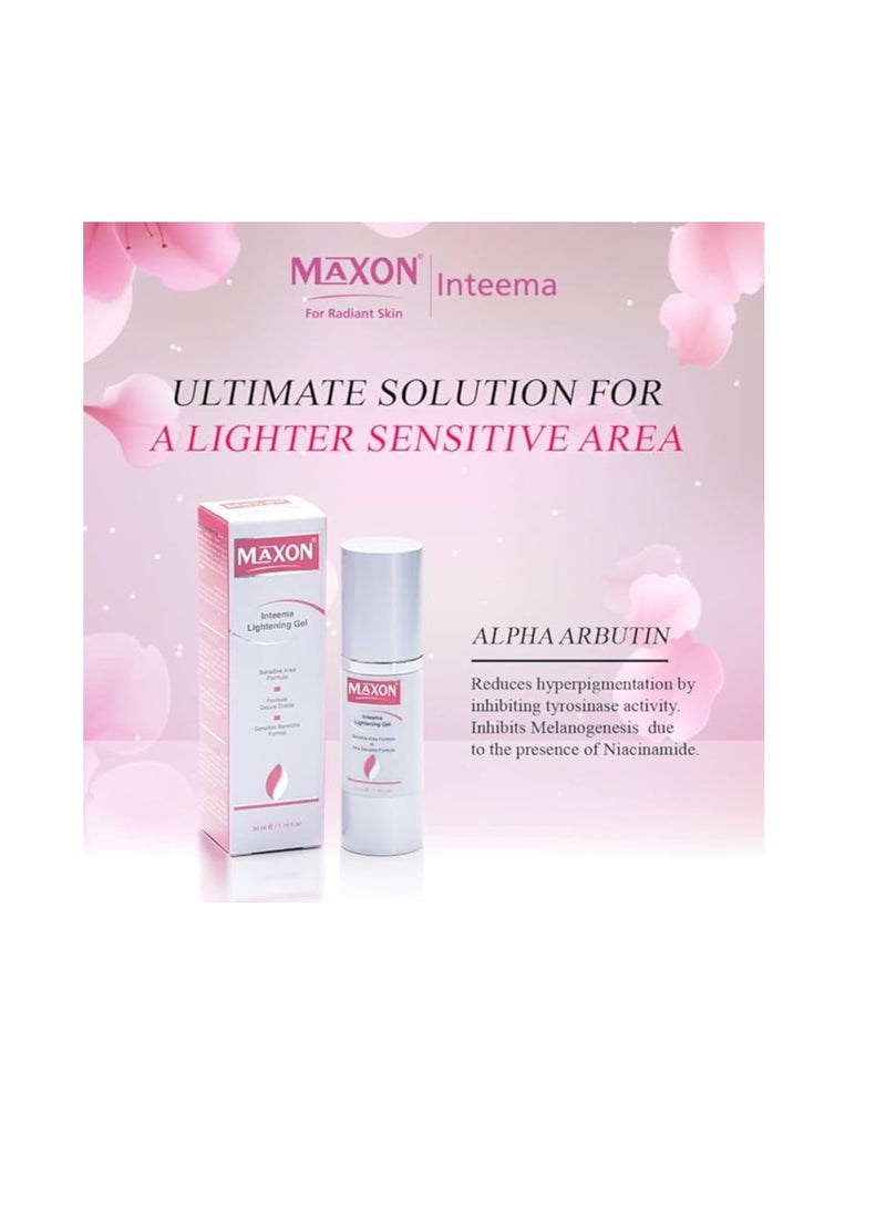 ماكس أون MAX-ON Inteema Lightening Gel Cream - 30ml / 1.18 fl oz - Brightening Gel for Body, Elbows, Neck, Sensitive Areas - Armpit Cream - Underarm Cream with Sensitive Area Formula - Image 2