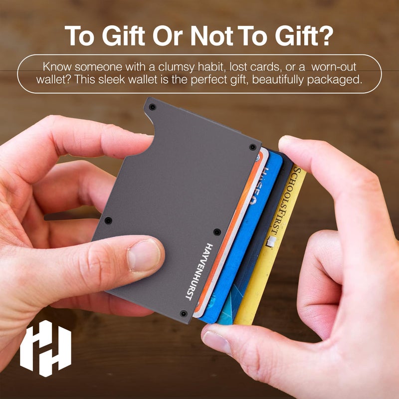 Hayvenhurst Wallet For Men - Reinvented Design Men's Wallet - Slim, Minimalistic & Seamless, Blocks RFID Scanners with a Cash Strap (Gunmetal) - Image 5