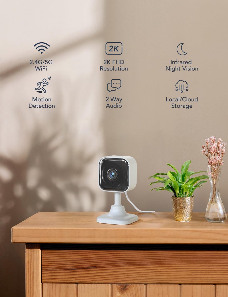 GNCC 2K Indoor Security Camera for Baby/Pet Monitor with Dual-Band WiFi, Dog Cam with Phone App, Motion Detection, IR Night Vision, Works w/Alexa & Google Home, Cloud & SD Card Storage, Plug-in, GC4 - Image 2