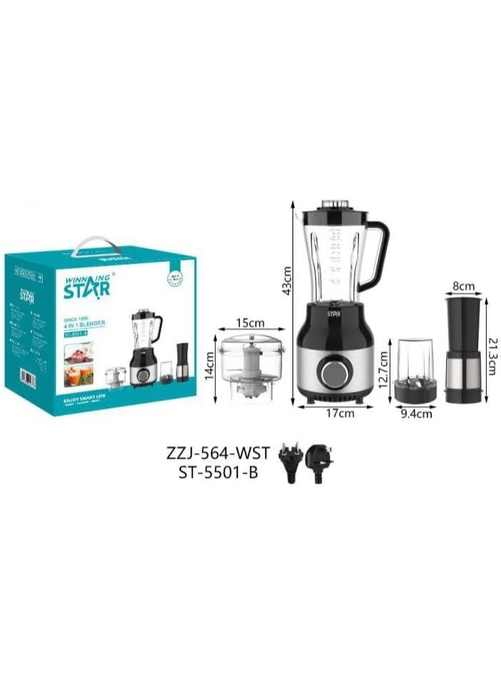 WINNING STAR 500W 1.8L Electric 4 in 1 Multi-Functional Juicer Blender Food Processor Cooking Machine with 7630