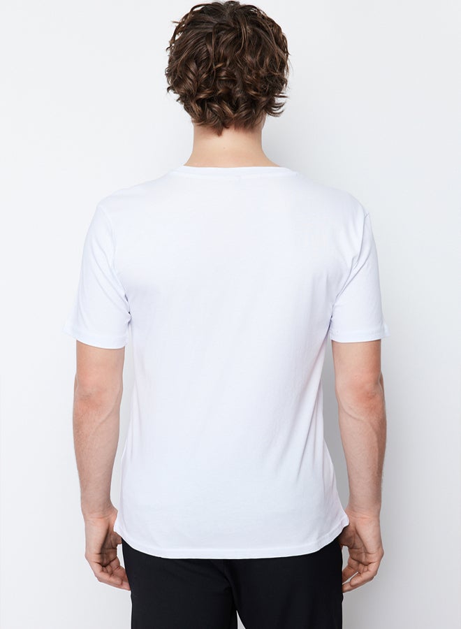 trendyol White Basic Slim Crew Neck Short Sleeve 100% Cotton T-Shirt TMNSS19BO0001 - Image 2