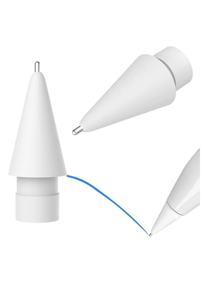 PROMASS 2 Pack Replacement Tips for Apple Pencil 1st/2nd Gen, Upgraded Fine Point Apple Pencil Tips, No Wear Out Precise Control Pen Like Nibs for iPad Pro/Air/Mini Pencil, White - Image 1