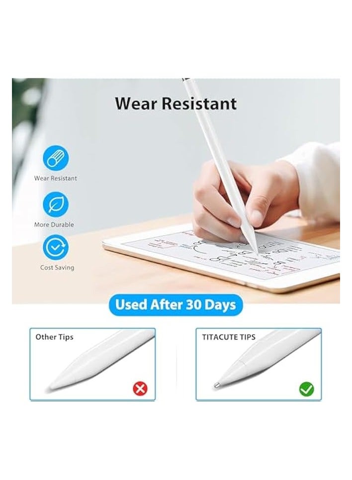 PROMASS 2 Pack Replacement Tips for Apple Pencil 1st/2nd Gen, Upgraded Fine Point Apple Pencil Tips, No Wear Out Precise Control Pen Like Nibs for iPad Pro/Air/Mini Pencil, White - Image 4