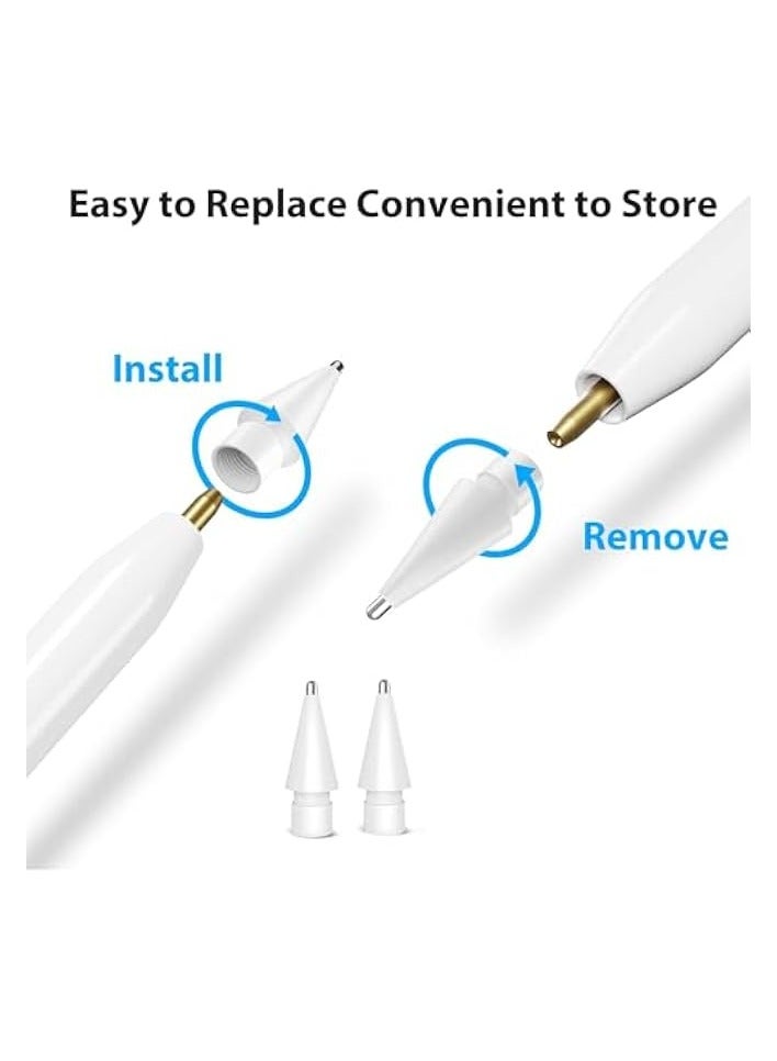 PROMASS 2 Pack Replacement Tips for Apple Pencil 1st/2nd Gen, Upgraded Fine Point Apple Pencil Tips, No Wear Out Precise Control Pen Like Nibs for iPad Pro/Air/Mini Pencil, White - Image 3