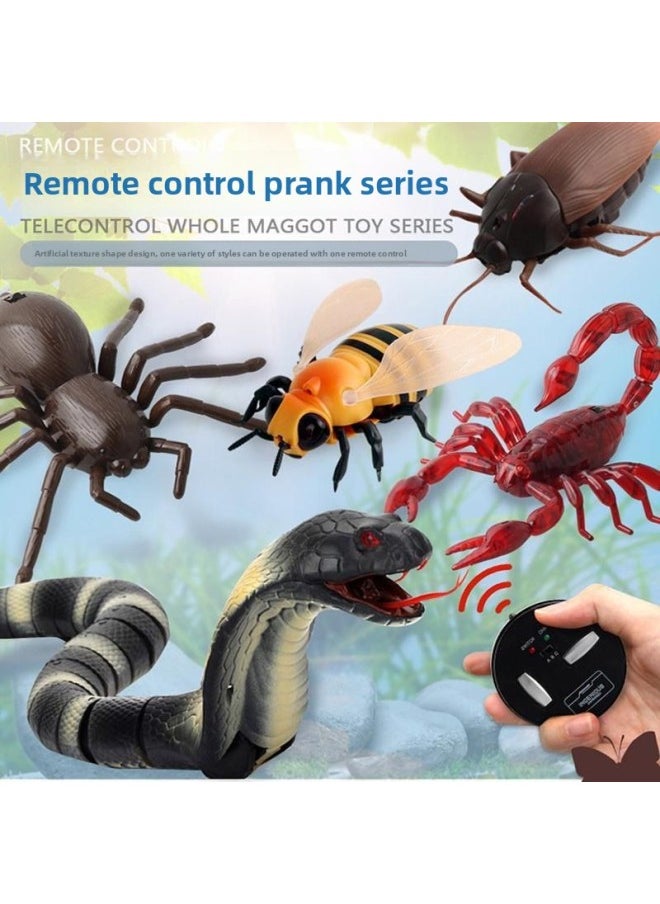 Funny Remote Control Ladybug Induction Whole Net Red Toy Cat Simulation Cockroach Shark Snake Eyes Boy Caterpillar Trembles-Color:Rattlesnake - Black [rechargeable Version] + Medium Configuration - 5 Sets Of Batteries + Screwdriver