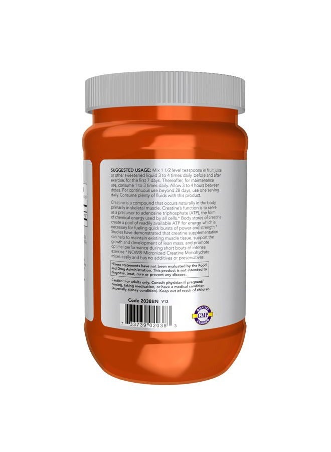 Now Sports Creatine Monohydrate, Micronized Powder 500g (1.1Lbs) - Image 3
