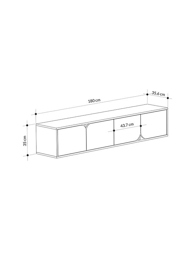 Mourah Home Spark Floating Tv Stand Cabinet Up To 70'' Inch Tv| Tv Unit Wall Mounted 4 Door| Tv Console| 180X35.6X35 Cm (Oak/Dark Grey)  - Image 4