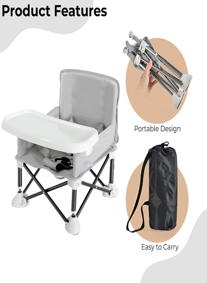 بيمبيكا كرسي طعام بيمبيكا متعدد الاستخدامات لإطعام الأطفال، كرسي داعم للأطفال الصغار مزود بحزام أمان وصينية طعام | من 6 أشهر إلى 3 سنوات | رمادي - Image 5