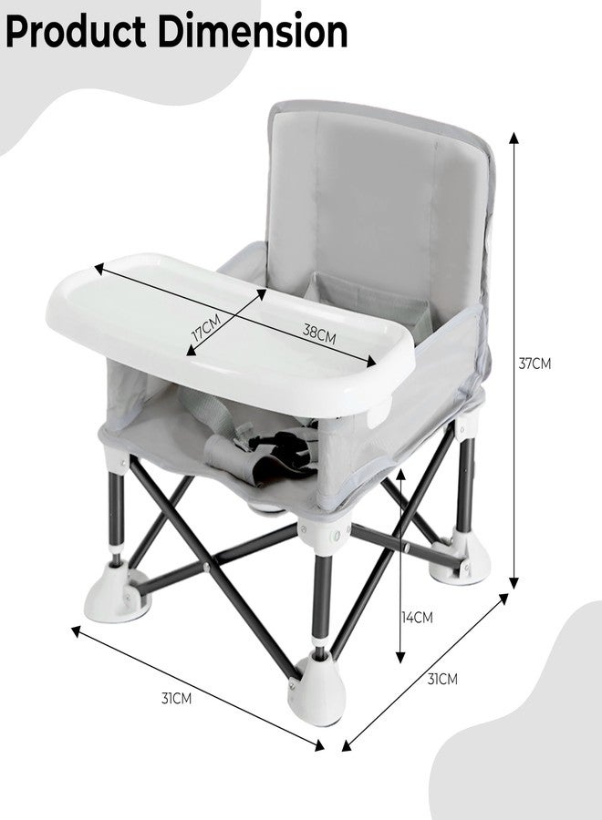 بيمبيكا كرسي طعام بيمبيكا متعدد الاستخدامات لإطعام الأطفال، كرسي داعم للأطفال الصغار مزود بحزام أمان وصينية طعام | من 6 أشهر إلى 3 سنوات | رمادي - Image 3