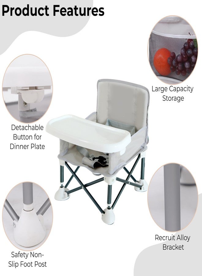 بيمبيكا كرسي طعام بيمبيكا متعدد الاستخدامات لإطعام الأطفال، كرسي داعم للأطفال الصغار مزود بحزام أمان وصينية طعام | من 6 أشهر إلى 3 سنوات | رمادي - Image 4