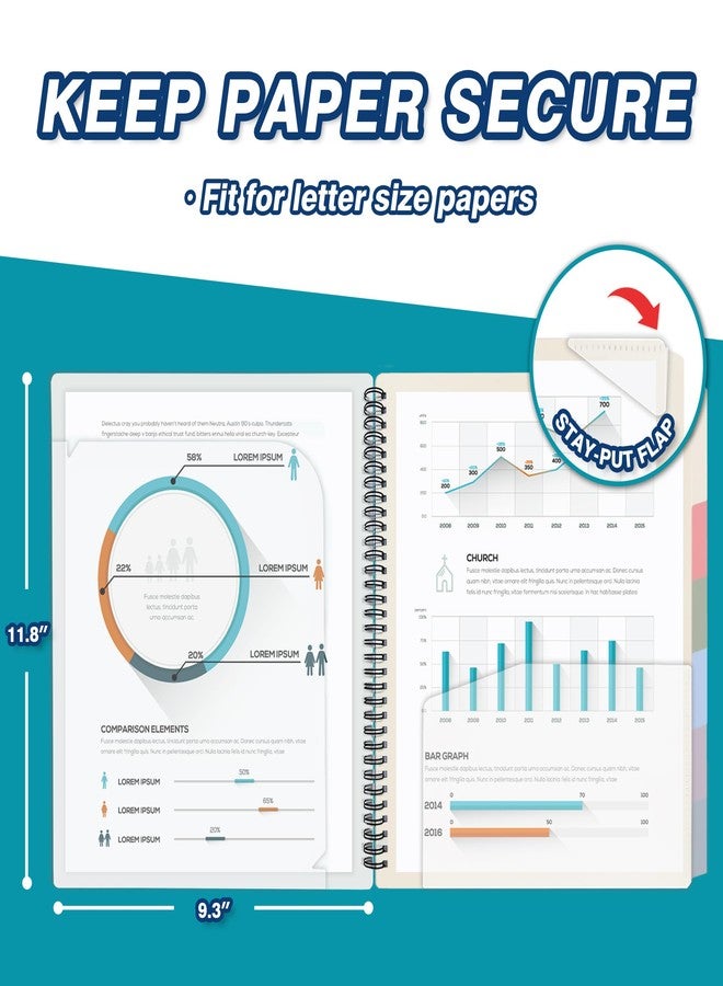 H4D 12 Pocket Morandi Color Spiral Multi Pocket Folder Poly Project Organizer - Image 5