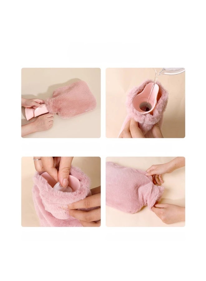 Winner Hot Water Bottle with Soft Cover Leakproof Hot Water Bag Long Plush Warm Hand Pouch Reusable Hot Water Pouch for Women and Girl Portable Hot Water Bag for Office Home Bed - Image 2