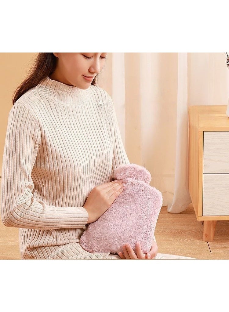 Winner Hot Water Bottle with Soft Cover Leakproof Hot Water Bag Long Plush Warm Hand Pouch Reusable Hot Water Pouch for Women and Girl Portable Hot Water Bag for Office Home Bed - Image 3