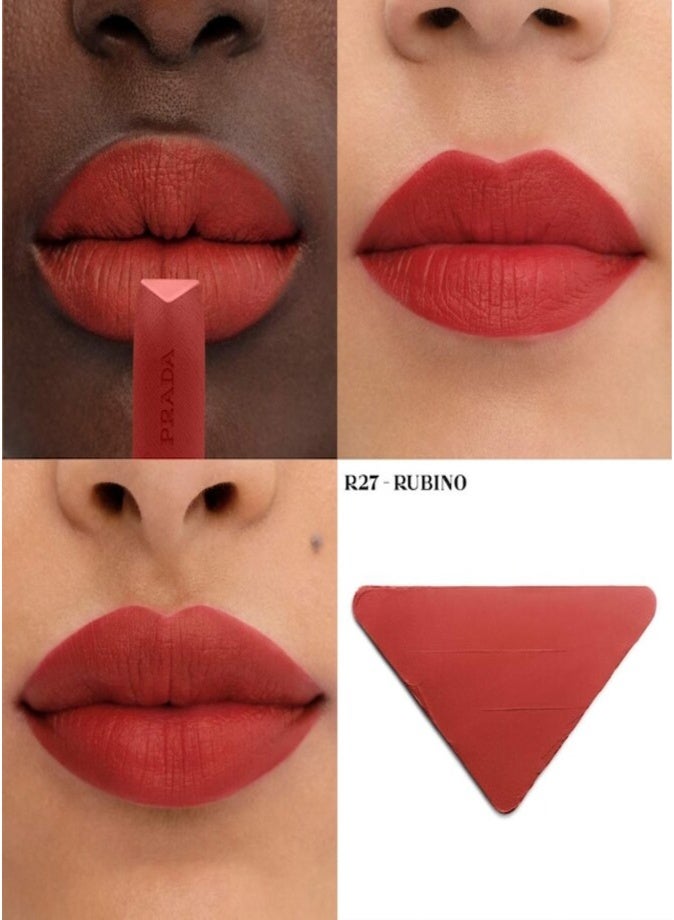 Prada Monochrome Hyper Matte Refillable Lipstick 3.9g  R27 RUBINO - orange red| Long-Wear Velvet Matte Lipstick - Image 2