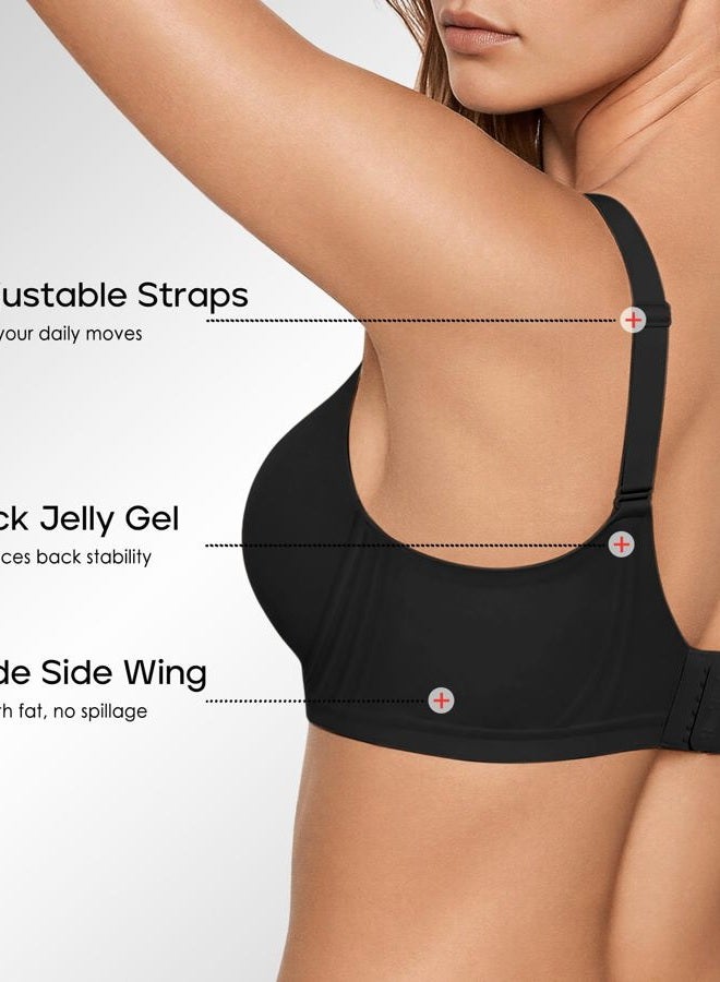 SHARICCA Jelly Bras for Women with Support - S-2XL - Wireless Seamless Padded Bralettes No Underwire Tshirt Everyday Comfort Bra, Black, L - Image 3