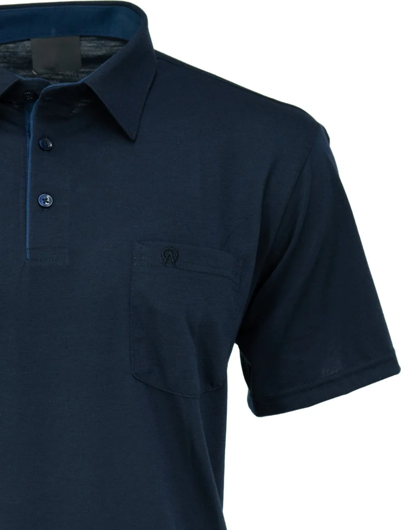 اوبلاند Men's Pocket Short Sleeve Solid Color Normal Cut Cotton Fabric Shirt Collar T-Shirt