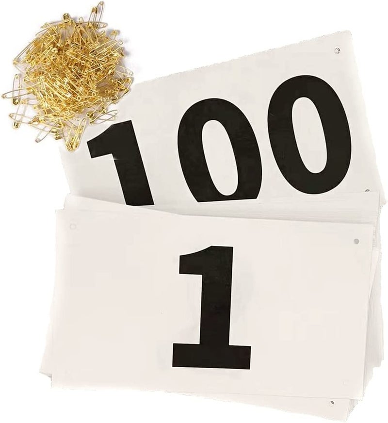 Kyzistn أرقام سباق كيزستين 1-100 كبيرة مع دبابيس أمان لفعاليات سباق الماراثون - تايفيك مقاوم للتمزق وماء (7X4 بوصة) - Image 1