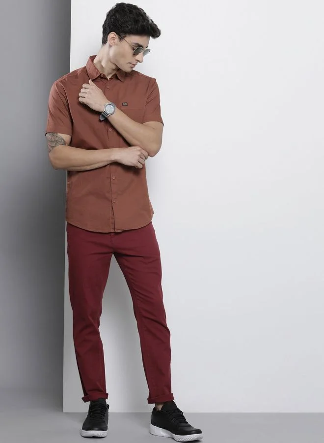 The Indian Garage Co Men Regular Fit Placement Print Half Sleeves Spread Collar Casual Shirt