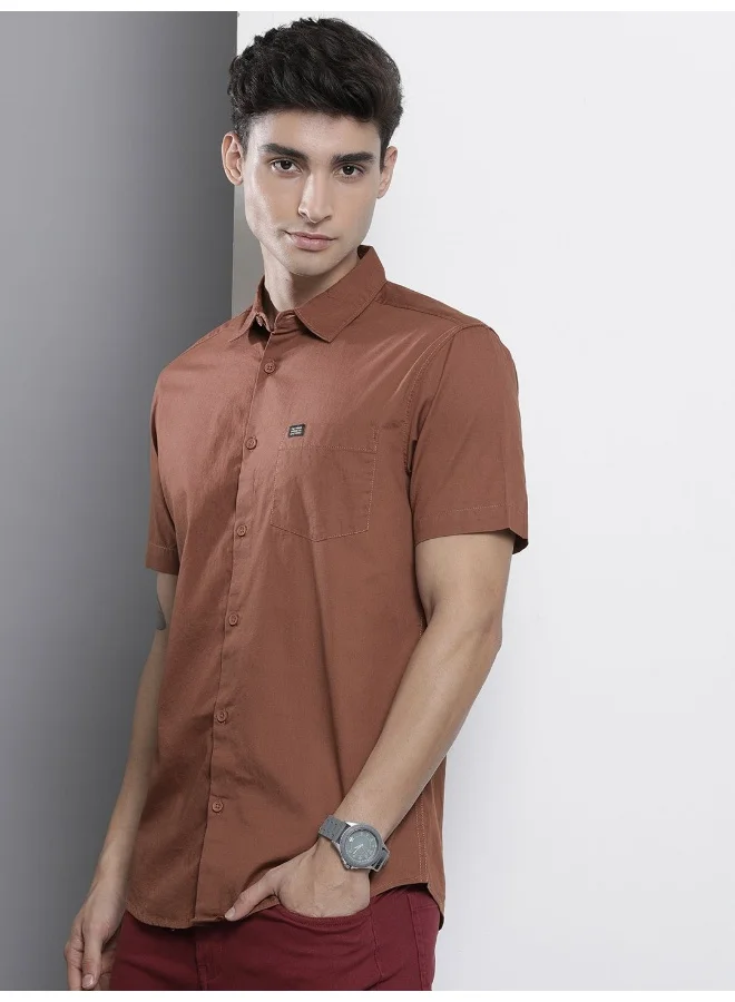 The Indian Garage Co Men Regular Fit Placement Print Half Sleeves Spread Collar Casual Shirt