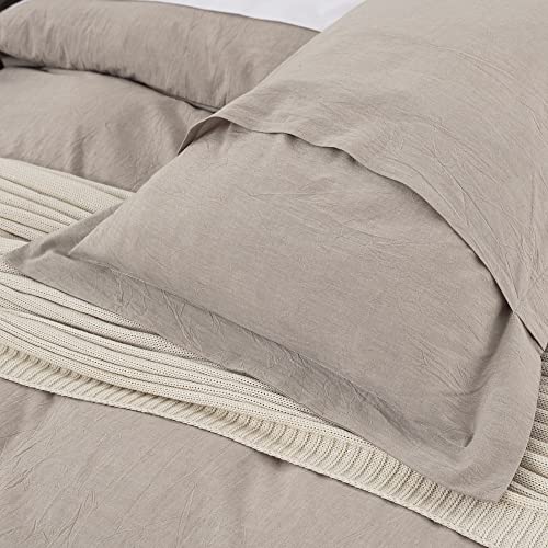 DAUAOTO Euro Shams Square Pillow Cushion Cover 2pc Set Washed Cotton 26"x26" Super Soft Decorative(Euro/Beige) - Image 3