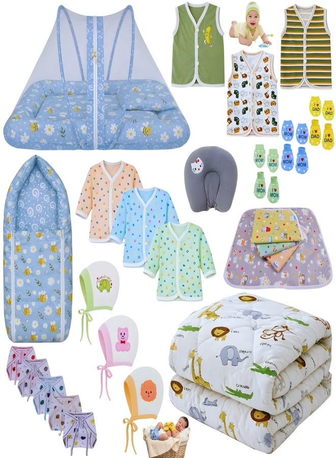 Toddylon Newborn Baby Essentials Kit 28 Items Combo Set | New Born Baby Kit 0–6 Months | Baby Products Maternity Delivery Bag Kit (Blue) - Image 1