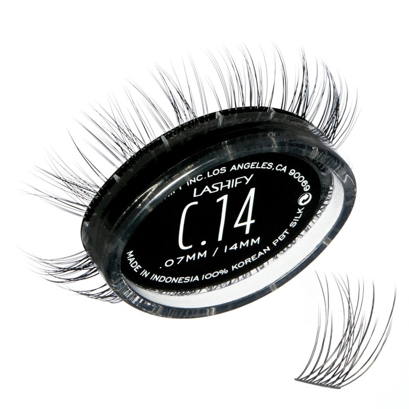 Lashify Curl 14mm Gossamer DIY Eyelash Extensions Refill Black Easy False Eyelashes for a Natural Look