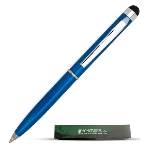 MONTEVERDE USA Poquito Stylus Pen - Cobalt Blue | Compact Metal Ballpoint Pen with Capacitive Stylus | Refillable with D1 Standard International Mini Ballpoint Refills - Image 1