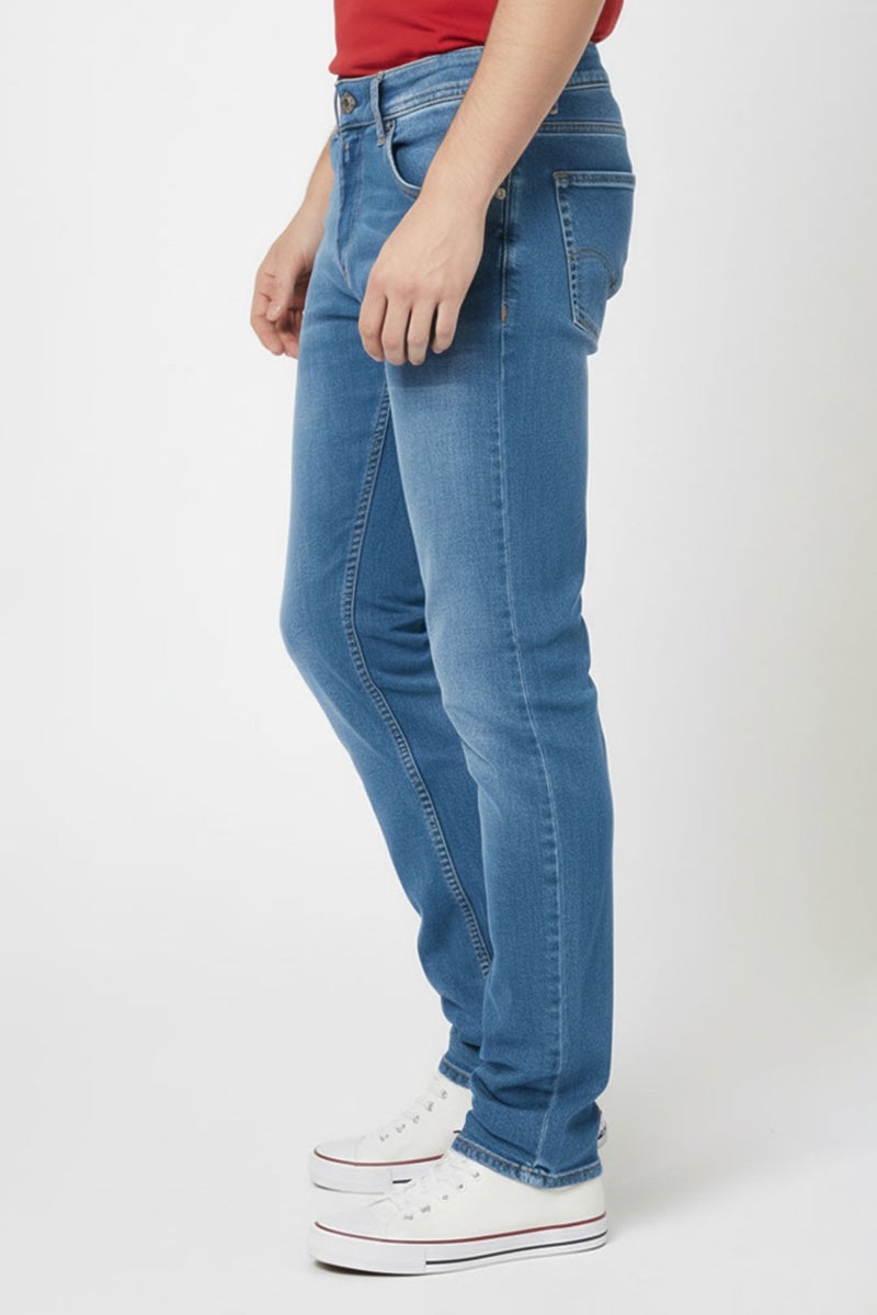 Replay Men Straight Fit Washed Stretchable Jeans, Blue - Image 3