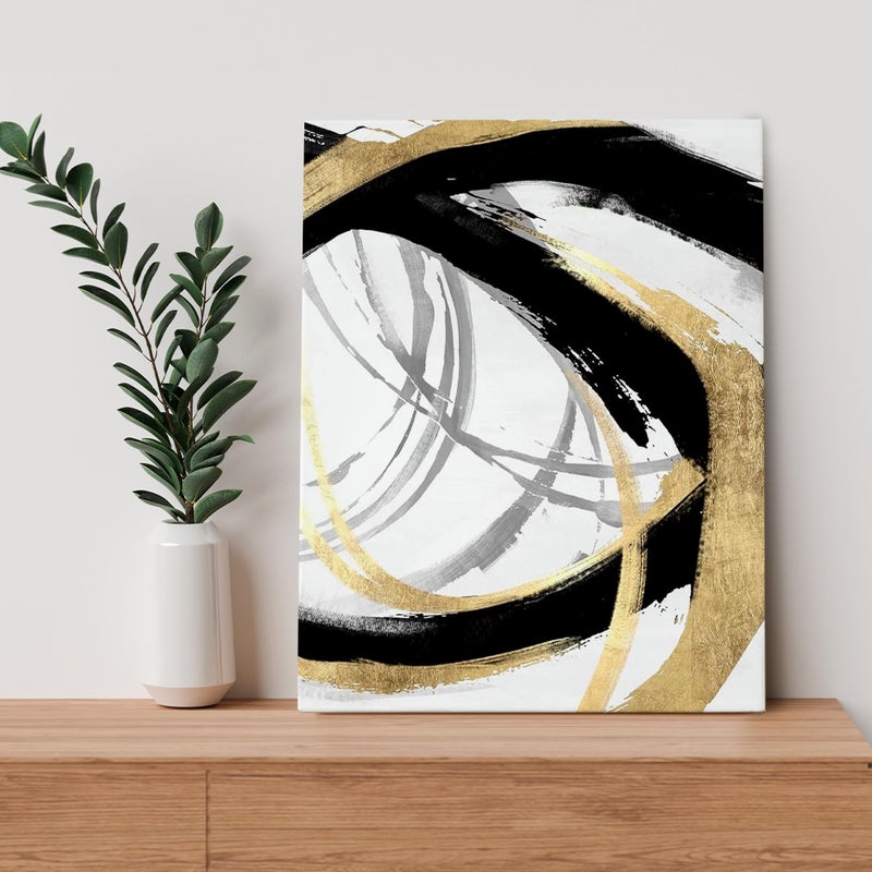 BearCake Abstract Black and Gold Wall Art Set of 2 11x14 Inches Framed- Modern Black Gold and White Wall Decor Poster for Bedroom Living Room, Oil Painting Abstract Pictures for Home Office Decor - Image 5