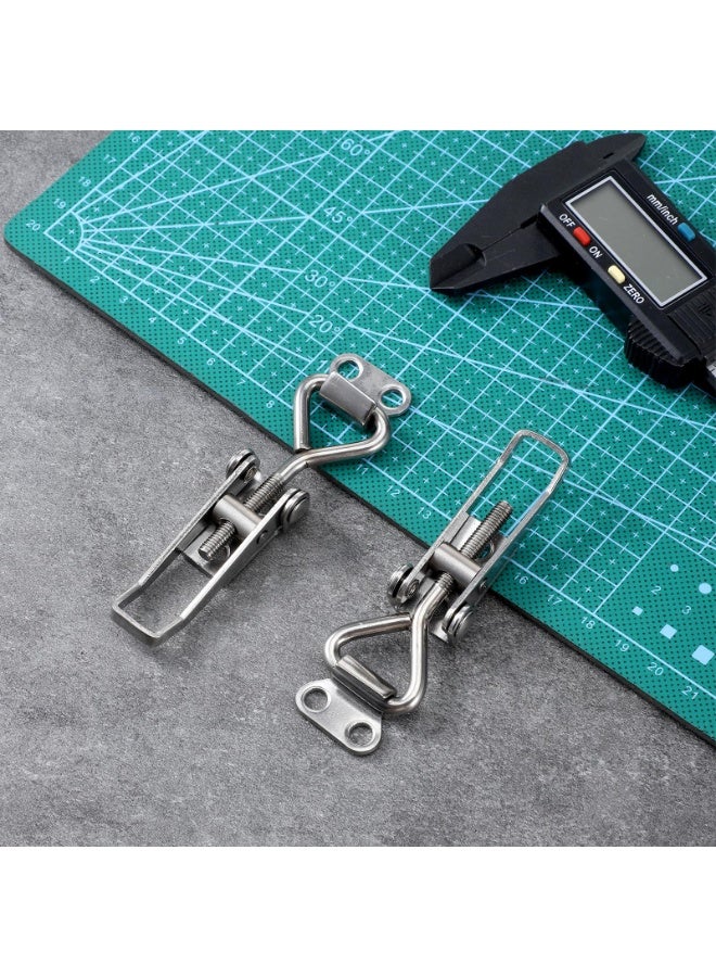 2PCS 304 Stainless Steel Toggle Latch Clamp, Heavy Duty Toggle Clamp Adjustable Latch Fast Lock Hasp, Quick Release Pull Latchs for Cooler Box Case Trunk Draw Chest Smoker Lid, 220lbs Holding Capacity - Image 2