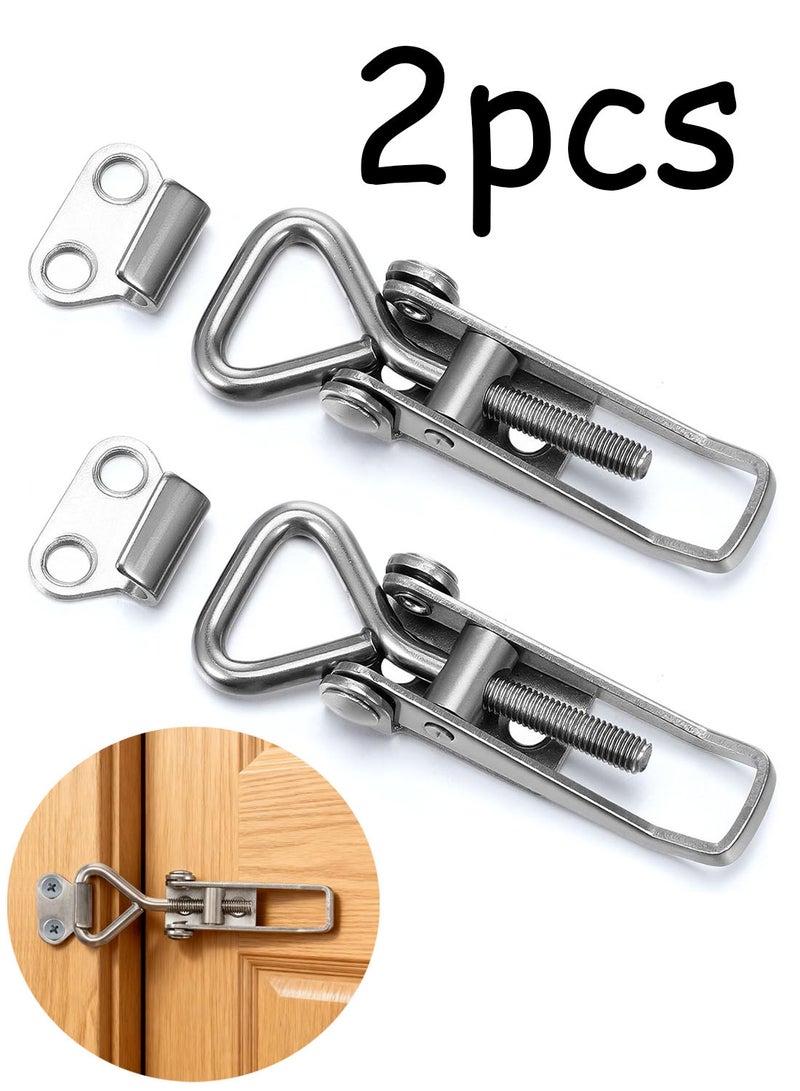 2PCS 304 Stainless Steel Toggle Latch Clamp, Heavy Duty Toggle Clamp Adjustable Latch Fast Lock Hasp, Quick Release Pull Latchs for Cooler Box Case Trunk Draw Chest Smoker Lid, 220lbs Holding Capacity - Image 1