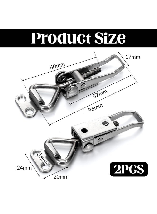 2PCS 304 Stainless Steel Toggle Latch Clamp, Heavy Duty Toggle Clamp Adjustable Latch Fast Lock Hasp, Quick Release Pull Latchs for Cooler Box Case Trunk Draw Chest Smoker Lid, 220lbs Holding Capacity - Image 3