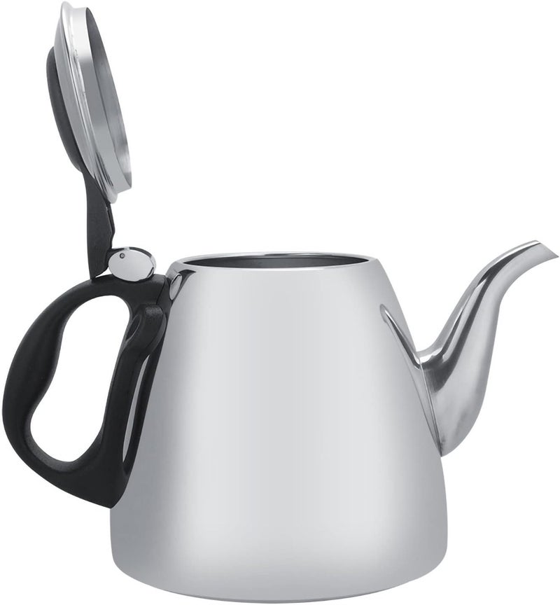 Fdit 1.5L Stainless Steel Coffee Pot Thick Base Teapot with Large Lid Opening for Office Break Room (1.2L) - Image 3