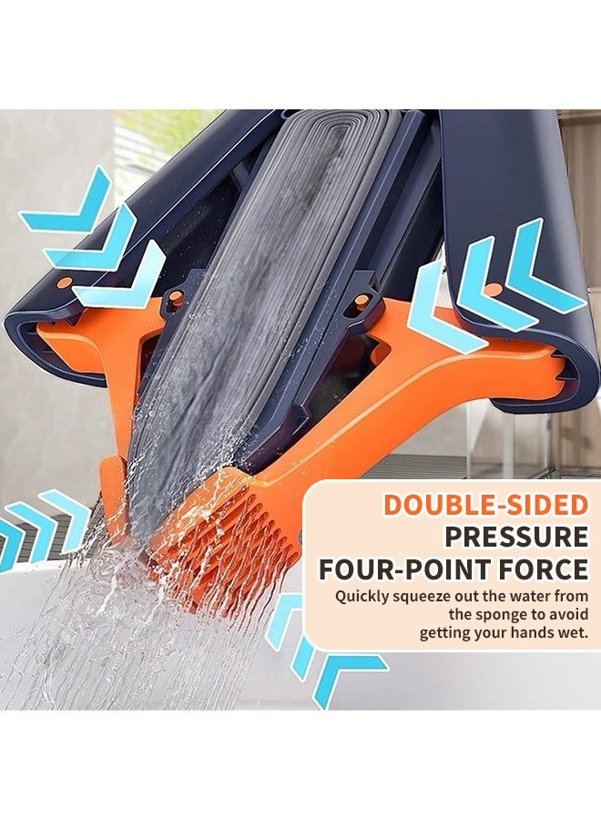 Stainless Steel Absorbent Mop, Bathroom Wet Mop With 2 Sponge Heads, Floor Cleaning Sponge Mop Reusable Fast Suction and Drying For Home Kitchen, Bathroom, Living Room, Bedroom/120X33cm - Image 2