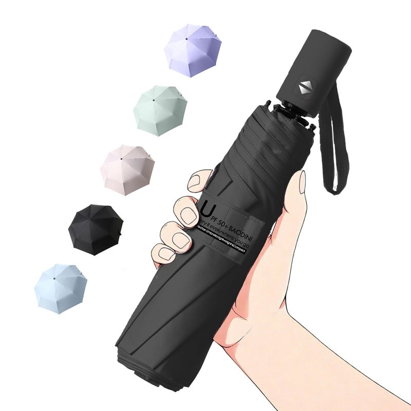 BAODINI Small UV Protection Travel Umbrella Compact for Rain and Sun UPF 50 Windproof Portable 42 inch Umbrella for Women and Men - Image 2