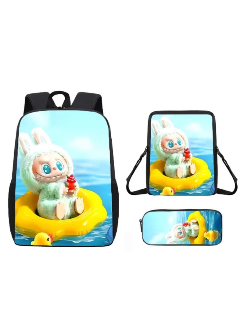 LABUBU Lightweight Primary School Bag Labubu Cute Printed Cartoon Anime Children's Backpack 42*29*16CM+Lunch Bag 26*18*6CM+Pen Bag 11*22*2.5CM - Image 1