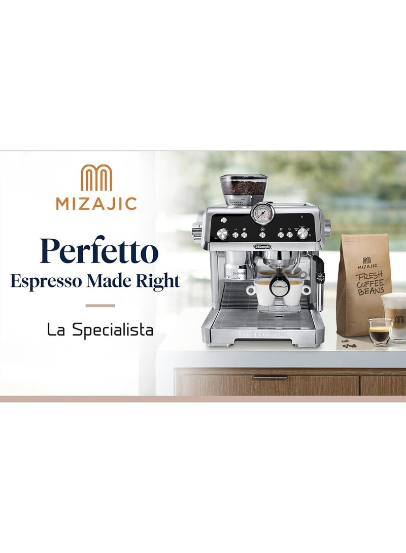 مزاجك فلتر القهوة بدون قاع 51 ملم لماكينات القهوة DeLonghi La Specialista EC9335.M، فلتر القهوة العاري مع سلة فلتر من الفولاذ المقاوم للصدأ ومقبض ABS - Image 2