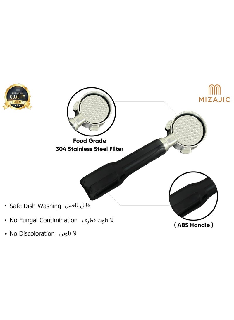 مزاجك فلتر القهوة بدون قاع 51 ملم لماكينات القهوة DeLonghi La Specialista EC9335.M، فلتر القهوة العاري مع سلة فلتر من الفولاذ المقاوم للصدأ ومقبض ABS - Image 3